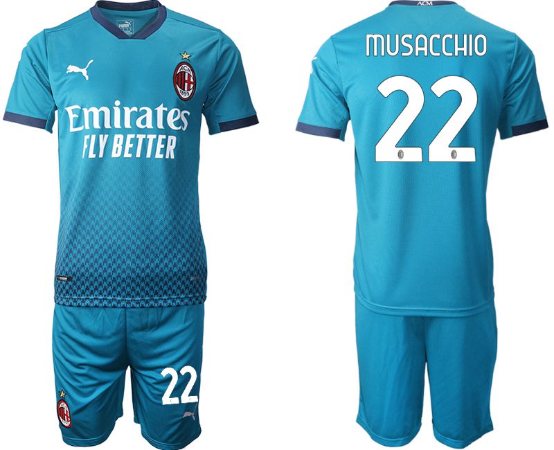 Men 2020-2021 club AC milan away #22 blue Soccer Jerseys1